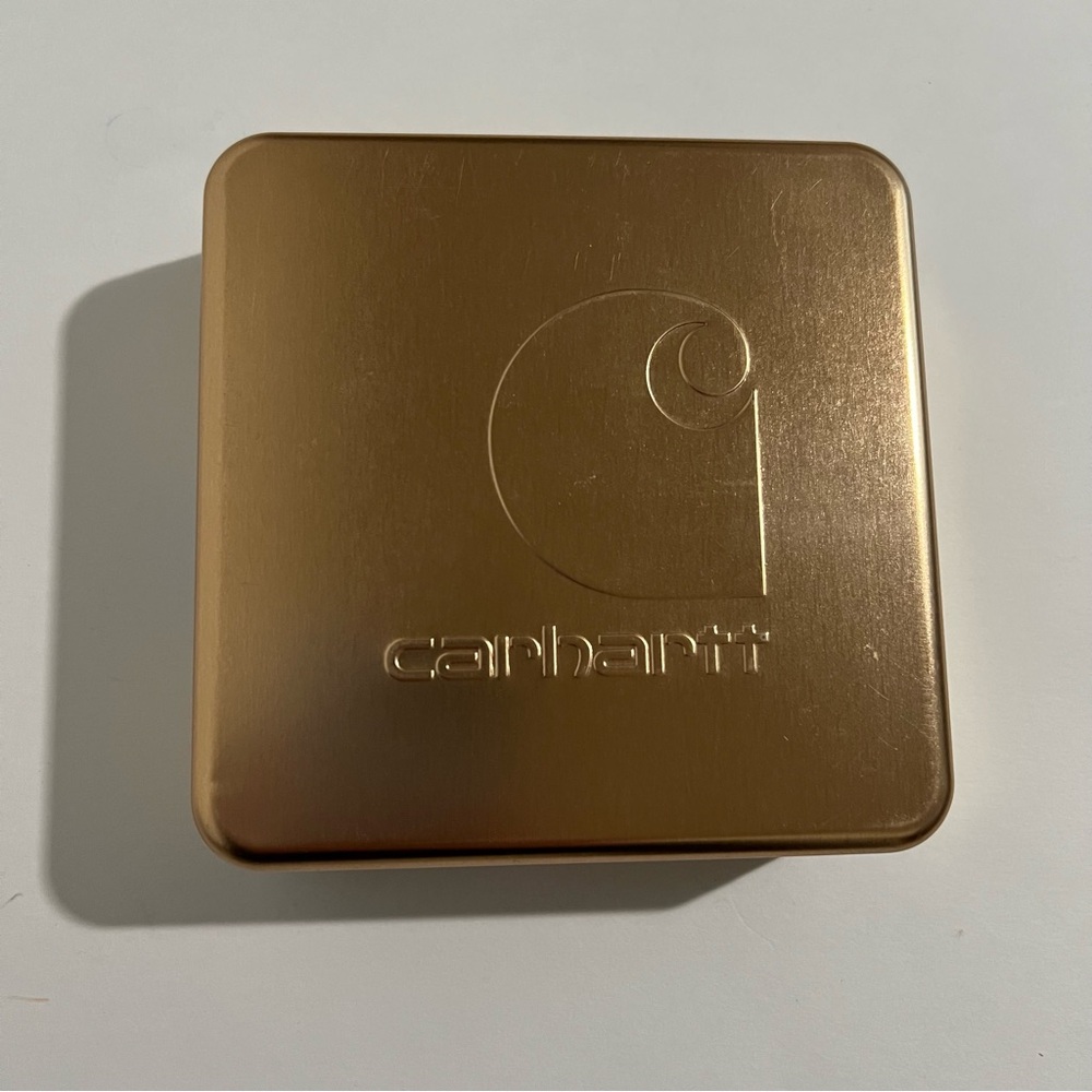 Carhartt Gold Metal  Square Storage Tin 5" x 5" x 2" New Unisex